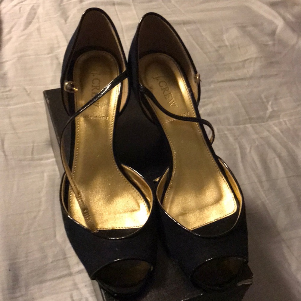 J crew navy linen heels